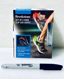 lot 7 image: New Brookstone Set Of 2 Shoe Clip LED Lights, Securely Hooks Onto Your Shoes, GreenRed - As Shown