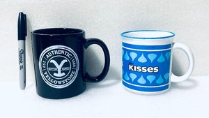 lot 8 image: Lot Of 2 - New Other (1) Hersheys Kisses & (1) YellowStone Mugs - In Condition As Shown - Total New Retail $30