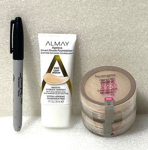 lot 18 image: Lot Of 2 New - (1) Neutrogena Mineral Sheers Lightweight Loose Powder Makeup Foundation, Natural Ivory & (1) Almay Smart Shade Ageless Foundation, Light Medium 1 Fl Oz - As Shown - Total Retail - $22