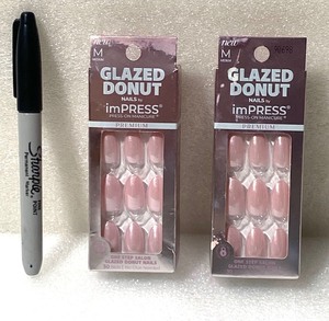 lot 26 image: Lot Of 2 - New KISS Products Press On Fake Nails, Strawberry Glazed - 30 Ct Each Box - As Shown - Total Retail $22