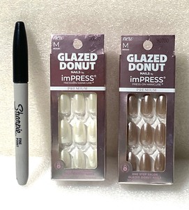 lot 27 image: Lot Of 2 - New KISS Products Press On Fake Nails, (1) Chocolate Glazed & (1) Vanilla Glazed - 30 Ct Each Box - As Shown - Total Retail $22