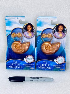 lot 76 image: Lot Of 2 - New Disney The Little Mermaid Ariel Singing Sea Shell Necklace - As Shown
