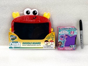 lot 85 image: Lot Of 2 New - Play Right Doodle Board With Magic Pen & Gabbys Doll House 5 Pc Play Set - As Shown