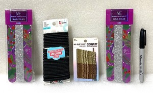 lot 87 image: Lot Of 4 New - (2) Modern Expressions Nail Files, (1) Conair Hair Pins & (1) Scunci Hair Holders - As Shown