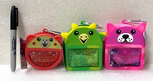 lot 135 image: Lot Of 3 New With Tags - Feel It, Fill It & Clip It Mini Zip With Liquid Floating Glitter - As Shown