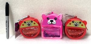lot 136 image: Lot Of 3 New With Tags - Feel It, Fill It & Clip It Mini Zip With Liquid Floating Glitter - As Shown