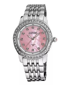 lot 150 image: August Steiner Womens Diamond Markers Mother-of-Pearl Dial Crystal Accented Bezel 40mm Watch, Model# AS8045 - As Shown - Retails $$$ (READ)