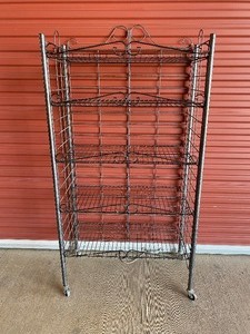 lot 4 image: 5 Tier Metal Foldable Shelf with Casters Approx (64 x 33 x 17) - In Condition As Shown