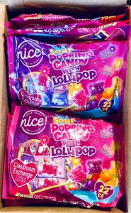 lot 160 image: Lot Of 19 - New Sour Popping Candy With Lollipop Strawberry, 418 Total, 4.6oz Per Pack - As Shown