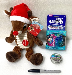 lot 178 image: Lot Of 3 New - Thinking Putty, Thinking Putty Mini & Rudolf Pet Toy - As Shown