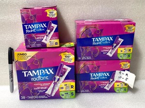 lot 183 image: Lot Of 4 New Other - (1) Tampax Radiant & (3) Tampax Pocket Radiant - As Shown