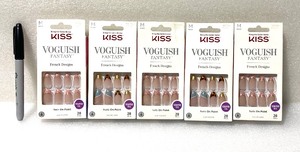 lot 202 image: Lot Of 5 New - Kiss Medium Fantasy Glue On Nails - As Shown