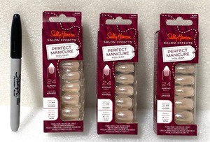 lot 204 image: Lot Of 3 New - Sally Hansen Glue On Nails - As Shown