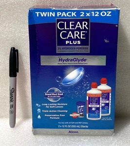 lot 253 image: New Other Clear Care Plus Twin Pack With HydraGlyde, 12 Fl Oz Each Bottle - As Shown