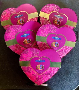lot 288 image: Lot Of 5 - New Ghirardelli Chocolate Hearts Chocolate Caramel Collection, 6.9 Oz Per Box - As Shown