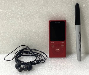 lot 47 image: Sony Walkman Red 8GB MP3 Player With Earbuds, Model# NW-E394 - As Shown - Retails New $73 - READ