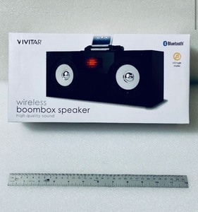 lot 272 image: New Vivitar Wireless Bluetooth Boombox Speaker With LED Light Display, Black