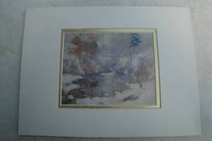 lot 71 image: Gallery Collection, John Henry Twachtman Frameable Matted Print- Winter Harmony, Print is 6in x 5in. Mat is 12in x 9in.
