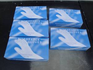 lot 24 image: 5-Boxes Of 100-Disposable Powder Free Vinyl Gloves- Note 5 x Money