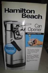 lot 51 image: Hamilton beach Electric Can Opener, Model 76778, Removable Head for Cleaning, No Multi Tool,  9in. High