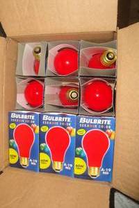 lot 53 image: 12- Bulbright Red 60 Watt Light Bulbs