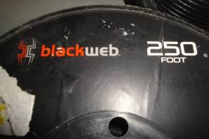 lot 80 image: 2 Spools Black Web Quad Shield Coax Cable, 250ft each Spool, High Performance AudioVideo Connection. 2 X Money