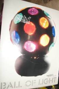 lot 94 image: Ball of Light, About 8in.Ball Light with Inline OnOff Switch, Lights Work, Needs Motor Work.
