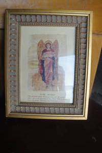 lot 110 image: Vintage 1992 Carol McCraby June Guardian Angel (Muriel) Print. About 17in.x 1in. x 9in.