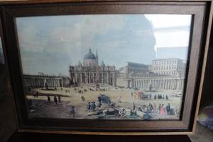 lot 112 image: Framed Print of St. Peters Square at the Vatican in the 1700s, About 13in.x1in.x10in.