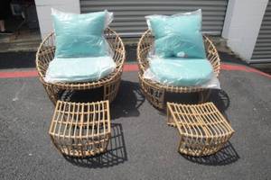lot 9 image: 2-Topanga Club, Accent Chairs with Ottoman And Cushions, Ottomans Hide Under Chairs, Note 2 X Money