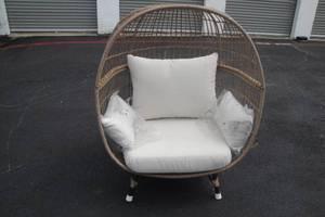 lot 2 image: Southport Outdoor Patio Accent Egg Chair - Threshold- With Cushions  About 47 x 33 x 60