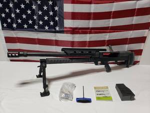 lot 1 image: AMAZING New Steyr Arms .50CAL HS50 M1 Mountain, Bolt Action 50BMG, 24 Barrel - Black w Case