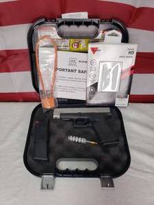 lot 61 image: Glock 48 9mm Pistol w Trijicon HD Night Sights, 2 Magazines, Speed Loader &amp Case