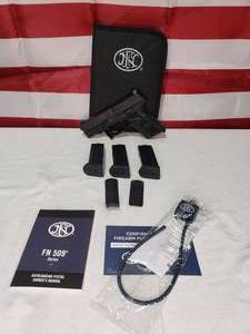 lot 39 image: NEW FN America FN 509M Mid Size NWS 9mm Pistol w 3 15 Round Magazines & Soft Case - Black