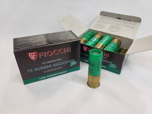 lot 178 image: Fiocchi 12GA Rubber Buckshot LESS THAN LETHAL Ammo.  15 Rounds Per Box.  PRICE IS PER BOX. - QUANTITY 2 - BID IS TIMES THE QUANTITY