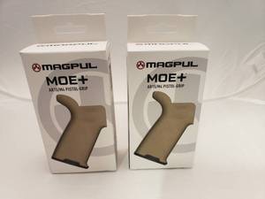 lot 629 image: MAGPUL MOE Rubber Pistol Grip   Dark Earth - QUANTITY 2 - BID IS TIMES THE QUANTITY