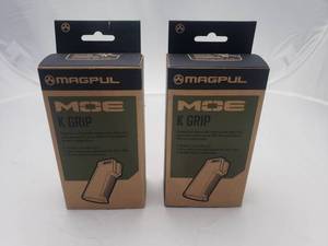 lot 730 image: MAGPUL MOE K Pistol Grip for AR15M4   Dark Earth - QUANTITY 2 - BID IS TIMES THE QUANTITY