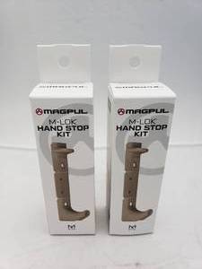 lot 1247 image: MAGPUL M LOK Hand Stop Kit   Dark Earth - QUANTITY 2 - BID IS TIMES THE QUANTITY