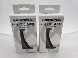 lot 1290 image: MAGPUL MOE M LOK Angled Fore Grip AFG   Stealth Grey - QUANTITY 2 - BID IS TIMES THE QUANTITY