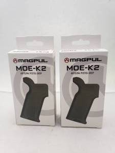 lot 1529 image: MAGPUL MOE K2 Pistol Grip for AR15M4   Olive Drab Green - QUANTITY 2 - BID IS TIMES THE QUANTITY