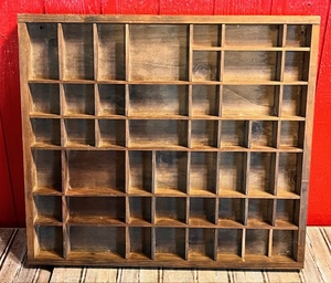 lot 22 image: Original Vintage Wooden Printers TrayDrawer Letterpress Typecase Wall Display