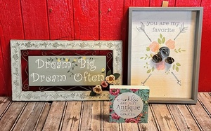 lot 160 image: Three Metal &amp Wood Inspirational Wall-Hanging Signs