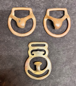 lot 68 image: Three (3) Antique Brass Harness &ampHorse Saddle Buckles