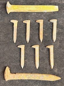 lot 50 image: Texas Thumb Tack &amp Eight (8) Other Railroad Spikes