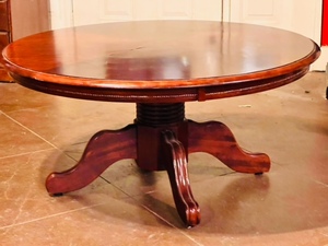 lot 80 image: Solid Cherry Wood Round Pedestal Coffee Table