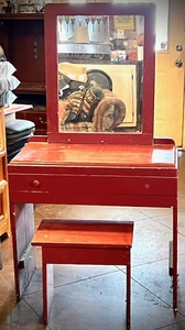 lot 147 image: Antique Wood Vanity WMirror