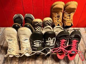 lot 200 image: Eight (8) Pair of Womens Size 5-6.5 Shoes &amp Rack - Including Nike Air LeBron, Reebok U-Form Cross fit, Nike Reax Run 2, Black Checkered Vans, Clarks Somerset, &amp Work Boots