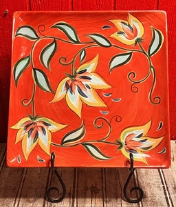 lot 213 image: Southern Living At Home Gail Pittman Red Bountiful 13 Square Serving Platter