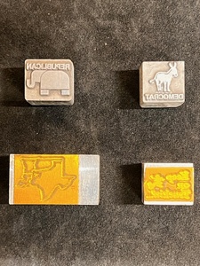 lot 244 image: Four (4) Assorted Printing Press Plates - Including Democrat, Republican, Keep on Trucking, &amp Four State Map