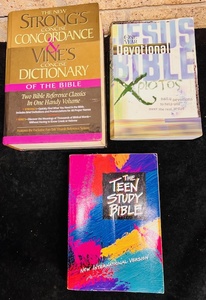 lot 276 image: Strongs Concise Concordance &amp Vines Concise Dictionary, One Year Devotional Bible, &amp The Teen Study Bible